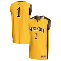 #1 Missouri Tigers Lightweight Collegiate Basketball Fashion Jersey - Gold