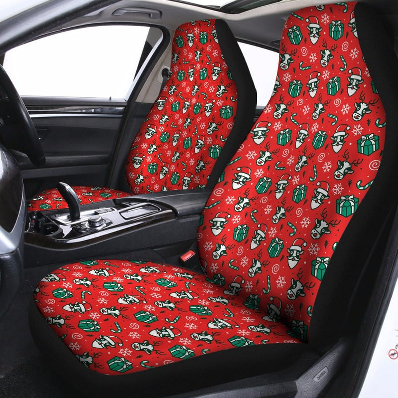 Santa Highland Cow Holiday Seat Cover Set, Christmas Cow Car Seat Covers, Festive Front Car Seat Cover, Xmas Vehicle Seat Protector Present