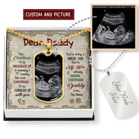 Personalized Baby Photo Pendant, Custom Ultrasound Dog Tag Necklace, Stainless Steel Jewelry, First Christmas Present for Dad from Baby