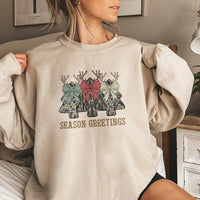 Coquette Bow Holiday Graphic Crewneck, Camo Christmas Tree Sweatshirt, Camouflage Xmas Tree Sweater