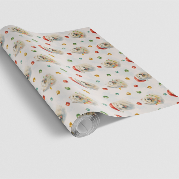 Santa Dog Holiday Gift Wrap, Samoyed Christmas Wrapping Paper, Adorable Samoyed Dog Wrapping Paper, Festive Dog Lover Christm