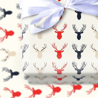Modern Rustic Deer Gift Wrap, Reindeer Silhouette Christmas Wrapping Paper, Festive Winter Wrapping Paper, Holiday Season Present Wrap