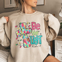 Matthew 5:14 Scripture Crewneck, Be the Light Christmas Cross Sweatshirt, Religious Holiday Faith Pullover, Christian Christmas Present