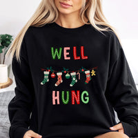 Humorous Holiday Sweatshirt, Well Hung Christmas Sweatshirt, Naughty Xmas Sweater, Dirty Santa Party Sweatshirt, Humorous Couple Holiday Present