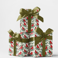 Red Bird Pine Tree Gift Wrap, Winter Cardinal Wrapping Paper, Christmas Cardinal Wrapping Paper, Nature Lover Holiday Gift Wrapping Paper