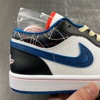 Low Top Sneakers, Blue White Black Colorway, Lace Up Design, Casual Gift for Sneaker Fans