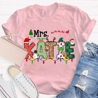 Custom Name Holiday T-Shirt, Personalized Christmas Lights Shirt, Festive Christmas Lights Tee, Adorable Xmas Family Shirt, Holiday Party Present