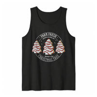 Humorous Christmas Cake Slice Tank, Farm Fresh Christmas Tree Tank Top, Retro Holiday Dessert Sleeveless Tee, Christmas Tree Tank, Xmas Present