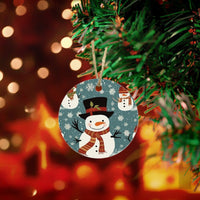 Personalized Winter Holiday Ornament, Snowman Christmas Ornament, Glossy Round Ceramic Ornament, Tree Hanging Keepsake Ornament Present