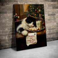 Holiday Kitten Cookies Print, Sleeping Cat Christmas Canvas, Cat Lover Christmas Wall Art, Comfy Winter Holiday Canvas, Adorable Pet Lover Present