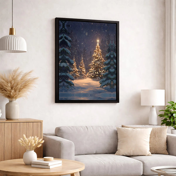 Snowy Winter Forest Canvas Print, Christmas Tree Canvas Wall Art, Rustic Holiday Landscape Canvas, Winter Pine Wall Decor, Ch