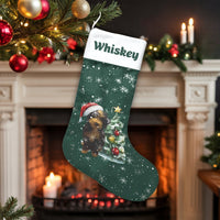 Yorkshire Terrier Santa Stocking, Personalized Yorkie Christmas Stocking, Custom Dog Holiday Stocking, Velboa Mantel Decor, Dog Lover Present