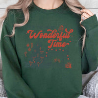 Retro Christmas Tree Sweater, Most Wonderful Time Sweatshirt, Comfy Holiday Fireplace Pullover, Xmas Crewneck, Winter Present for Family