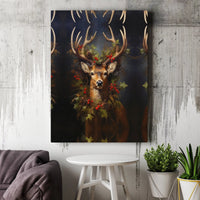 Rustic Deer Wreath Poster, Christmas Deer Canvas Wall Art, Holiday Stag Deer Print, Farmhouse Winter Wall Decor, Digital Download Printable