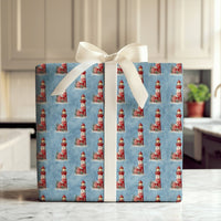 Coastal Winter Wrapping Paper, Lighthouse Christmas Wrapping Paper, Nautical Holiday Gift Wrap, Watercolor Seaside Gift Wrapping Paper
