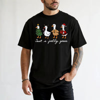 Humorous Christmas Goose Graphic Tee, Just A Jolly Goose T-Shirt, Adorable Holiday Duck Shirt, Vintage Animal Festive Winter Present Tee