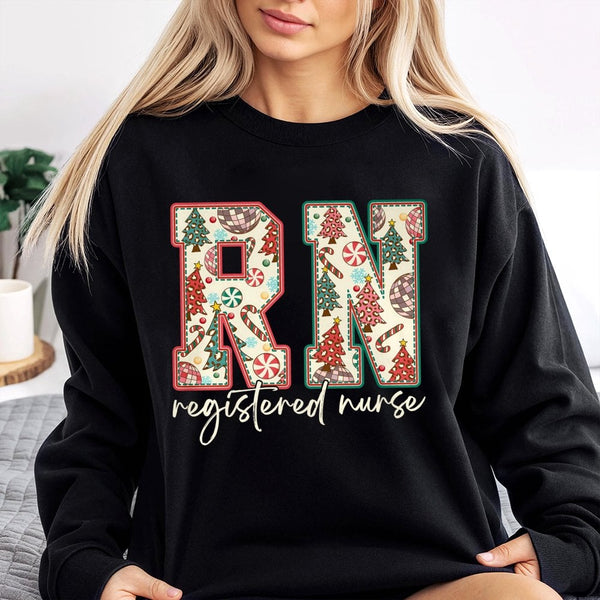 Festive Holiday Tree Medical Crewneck, RN Registered Nurse Christmas Sweatshirt, Stethoscope Hospital RN Pullover, Nurse Xmas