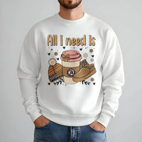Comfy Coffee and Beanie Graphic, All I Need Is Sweatshirt, Winter Snowflake Crewneck, Retro Christmas Vibes Pullover, Holiday Present for Her