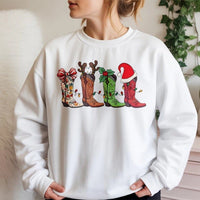 Western Holiday Crewneck, Cowboy Boot Christmas Sweatshirt, Adorable Cowgirl Xmas Sweatshirt, Retro Country Winter Pullover, Country Fan Present