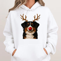 Aussie Reindeer Dog Sweatshirt, Australian Shepherd Christmas Hoodie, Humorous Xmas Dog Lover Pullover, Holiday Dog Owner Hooded Sweatshirt
