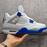 High Top Sneakers, White Blue Gray Colorway, Lace Up Design, Casual Gift for Sneaker Fans