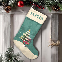 Santa Hat Bird Holiday Stocking, Personalized Flamingo Christmas Stocking, Custom Name Velboa Stocking, Tropical Xmas Decor, Family Present