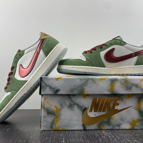 Low Top Sneakers, White Red Green Gold Colorway, Lace Up Design, Casual Gift for Sneaker Fans