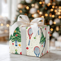 Watercolor Racket Holiday Gift Wrap, Tennis Christmas Tree Wrapping Paper, Tennis Player Xmas Wrapping Paper, Coach Present