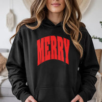 Varsity Font Christmas Hoodie, Merry Christmas Hoodie, Vintage Holiday Graphic Sweatshirt, Retro Xmas Hoodie, Unisex Christmas Season Present