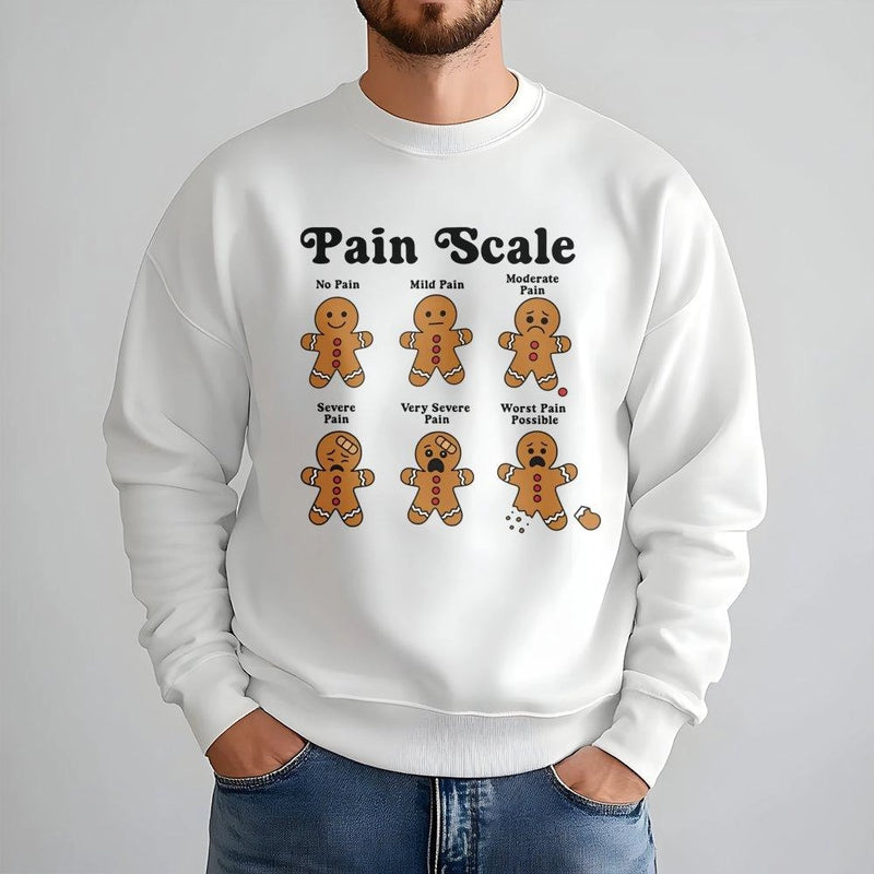 Humorous Nurse Christmas Crewneck, Gingerbread Pain Scale Sweatshirt, Medical Holiday Sweatshirt, RN Nursing Student Winter Pullover
