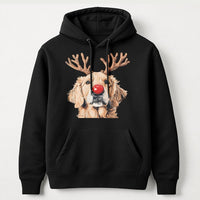 Reindeer Antlers Dog Mom Hoodie, Golden Retriever Christmas Hoodie, Humorous Dog Lover Holiday Hoodie, Adorable Puppy Pet Xmas Hooded Sweatshirt