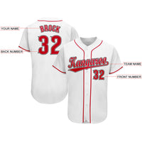 Custom Baseball Jersey - White Red-Black