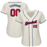 Custom Baseball Jersey - Cream Red-Navy Authentic