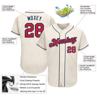Custom Baseball Jersey - Cream Red-Navy Authentic