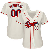 Custom Baseball Jersey - Cream Red-Navy Authentic