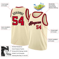 Custom Basketball Jersey - Cream Red-Black Round Neck Rib-Knit
