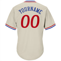 Custom Baseball Jersey - Cream Red-Royal Authentic Throwback Rib-Knit