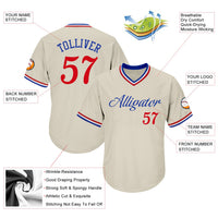 Custom Baseball Jersey - Cream Red-Royal Authentic Throwback Rib-Knit