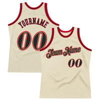 Custom Basketball Jersey - Cream Black-Red Authentic Throwback