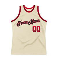 Custom Basketball Jersey - Cream Red-Black Authentic Throwback