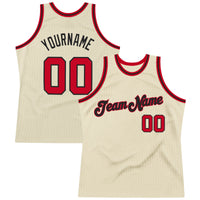 Custom Basketball Jersey - Cream Red-Black Authentic Throwback