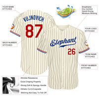 Custom Baseball Jersey - Cream Black Pinstripe Red-Royal Authentic