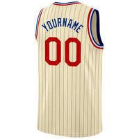 Custom Basketball Jersey - Cream Black Pinstripe Red-Royal Authentic