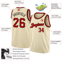 Custom Basketball Jersey - Cream Black Pinstripe Red-Black Authentic