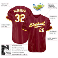 Custom Baseball Jersey - Crimson Cream Pinstripe Gold-White Authentic