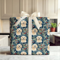 Watercolor Dog Holiday Gift Wrap, Golden Retriever Christmas Wrapping Paper, Dog Lover Xmas Wrapping Paper, Festive Pet Gift Wrapping Paper