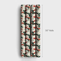 Red and Green Ribbon Gift Wrap, Christmas Bows Wrapping Paper, Painterly Holiday Gift Wrapping Paper, Festive Winter Wrap, Xmas Ribbon Wrap