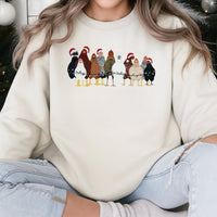 Festive Farm Animal Holiday Lights Graphic Crewneck, Christmas Chicken Sweatshirt, Adorable Winter Pullover, Chicken Lover Present