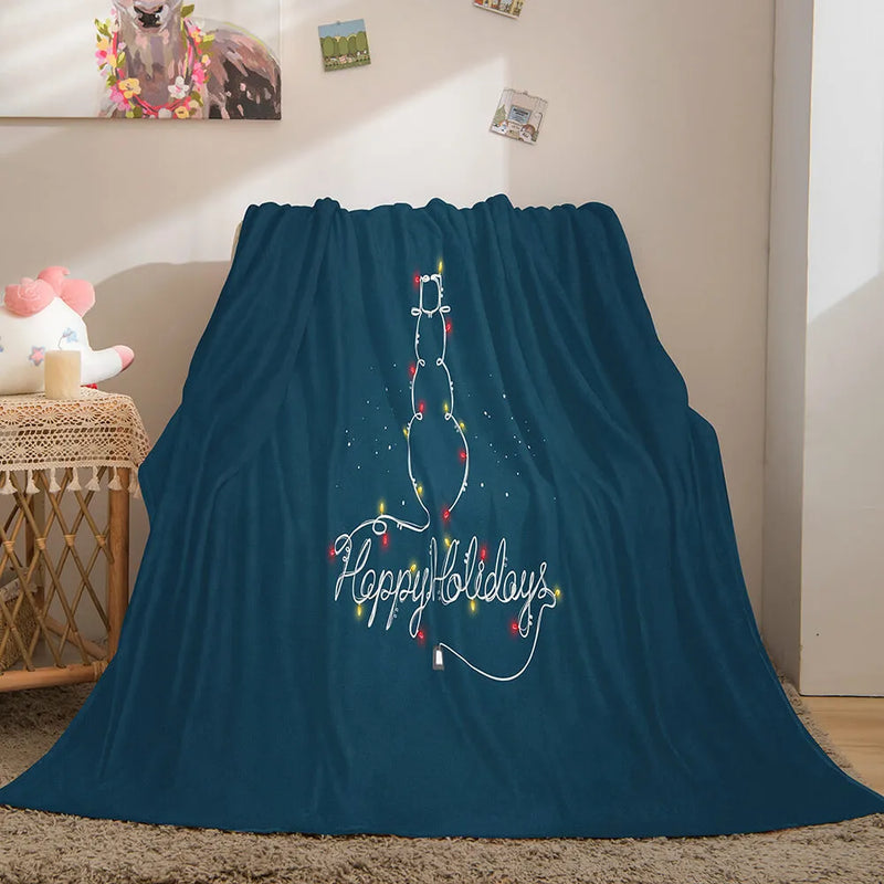 Dunelm Holiday Fleece Blanket, Merry Christmas Blanket, Festive Winter Plush Throw Blanket, Comfy Xmas Home Decor, Christmas Present