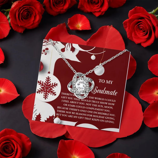 Rotating Rose Box Jewelry, Soulmate Love Knot Necklace, Romantic Soulmate Necklace, Christmas Anniversary Present for Her, CZ